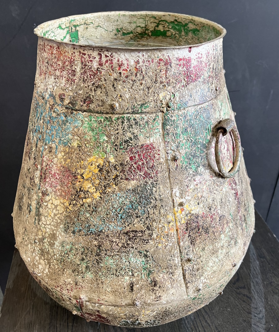 Jarre a col, metal / fer, anses, 75x diam 65 cm - pot