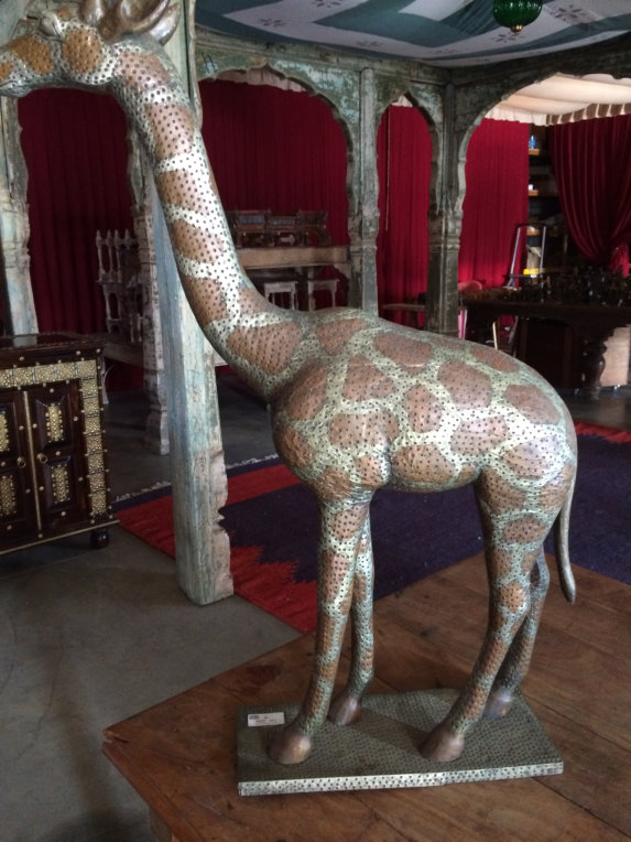 Girafe en bois/métal, 94x65cm