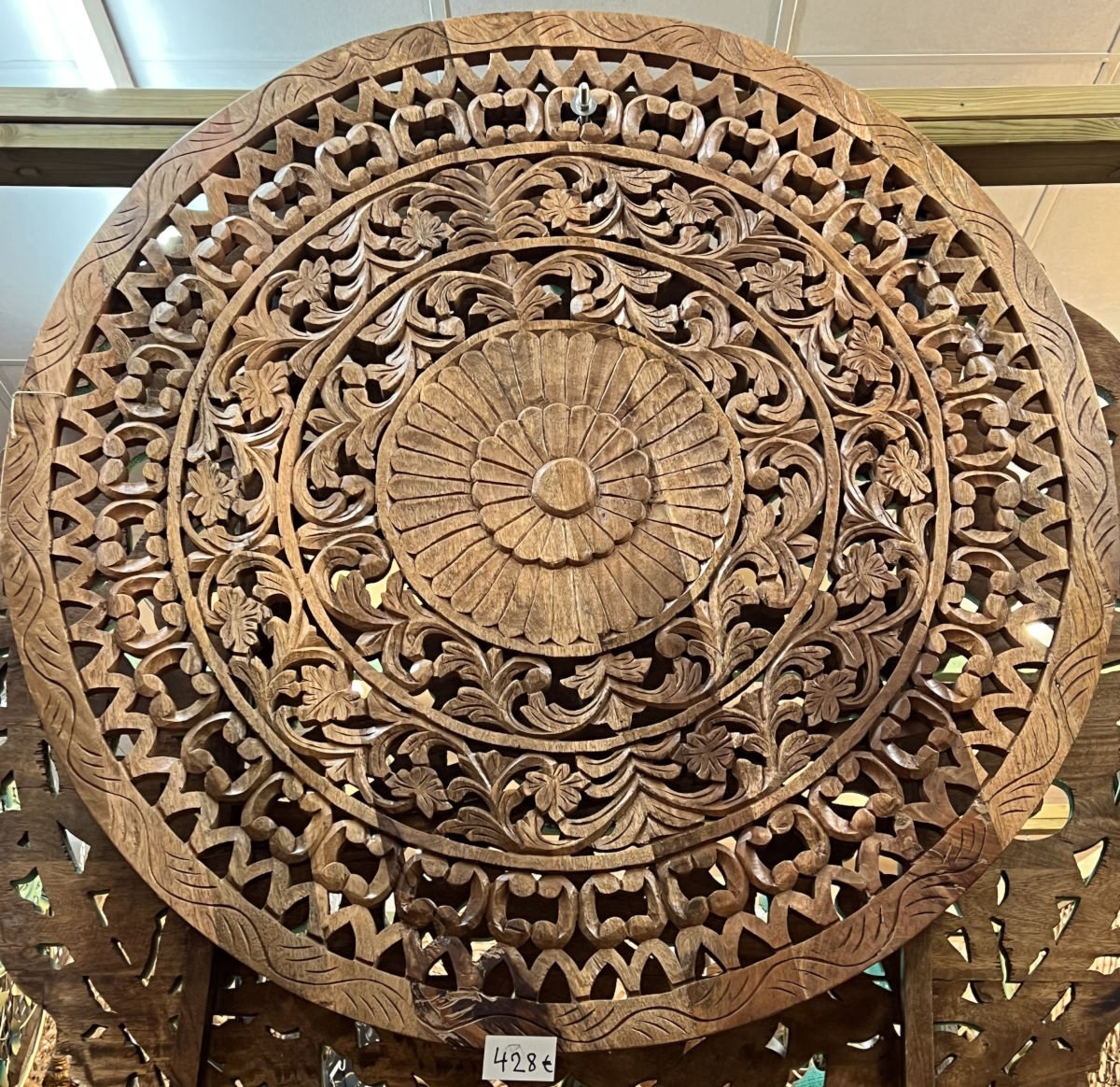 Panneau en bois naturel ajoure, diam 122cm