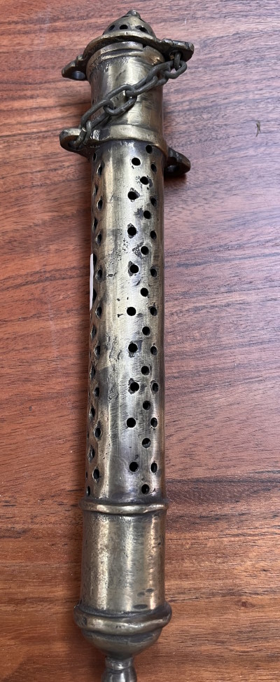 Boite / cylindre en metal, etui a rouleau / message, 30cm