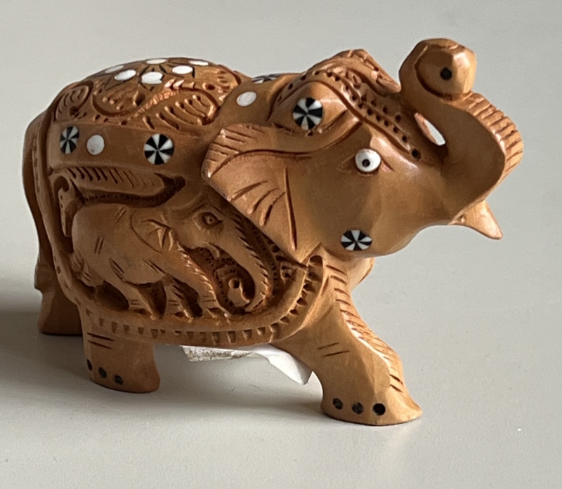 Elephant bois ajoure / plein, decor, 6,5x10,5cm