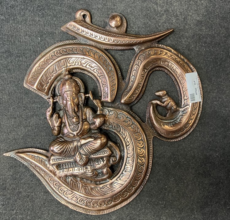 Ganesh+rat dans OM, metal 37,5x38 cm