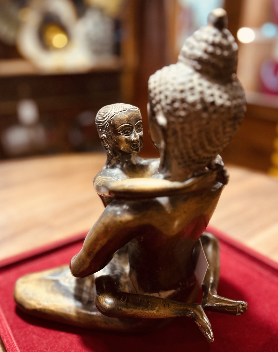 Bouddha en yab-yum, metal 27,5 cm 
