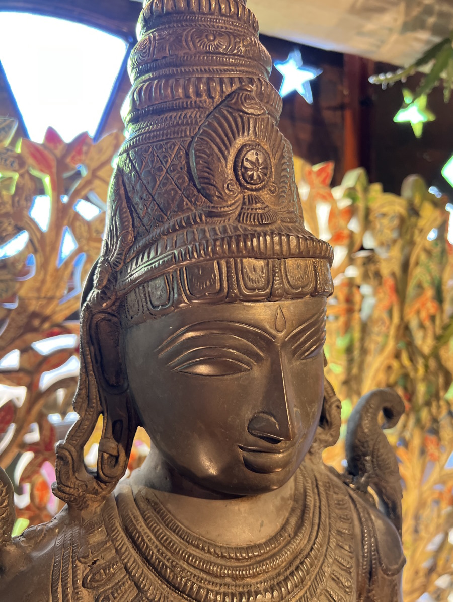 Parvati debout+perroquet, metal, 114cm 