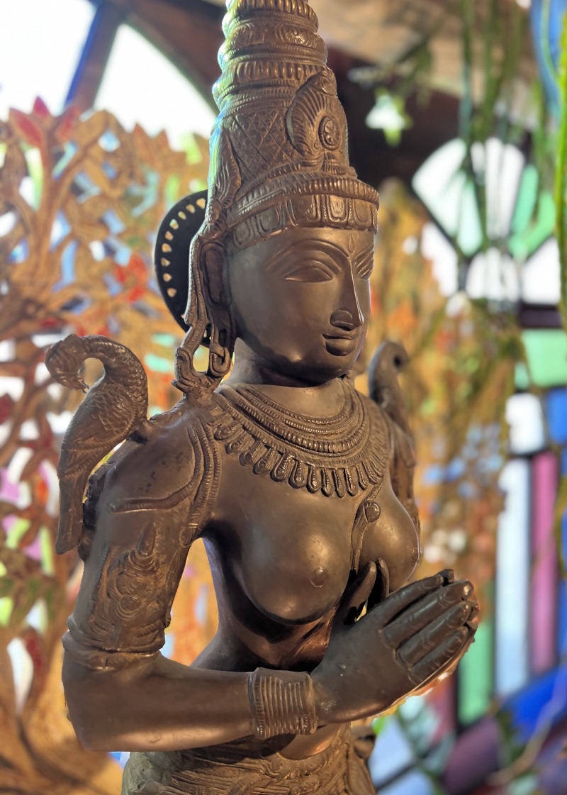 Parvati debout+perroquet, metal, 114cm 