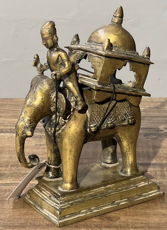 Elephant+howdah+mahout, metal, 25x18 cm