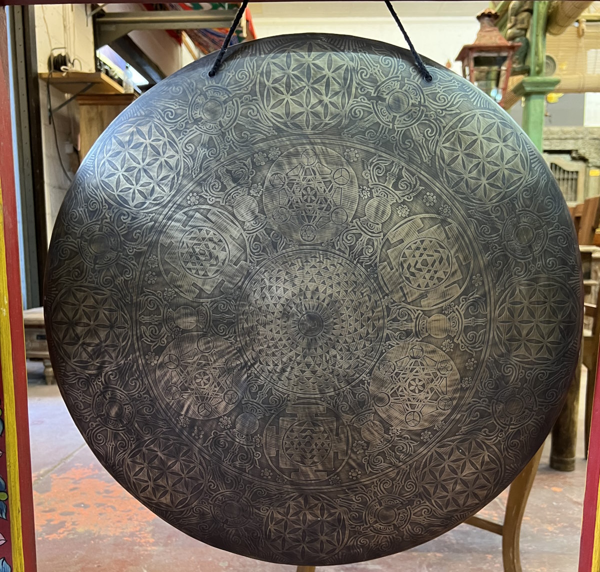 Gong a decor tibetain, diam 52-53 cm