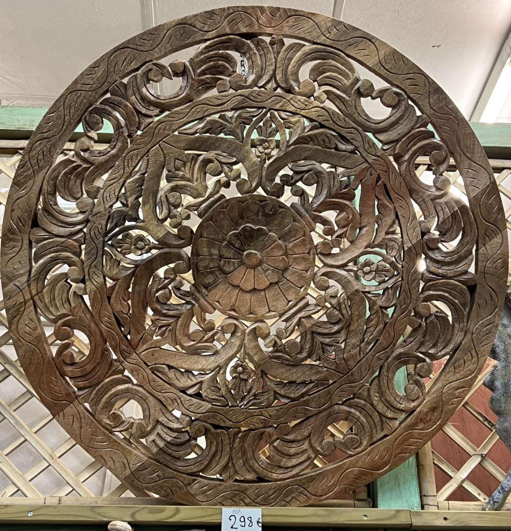Panneau bois ajouré naturel, diam 93cm