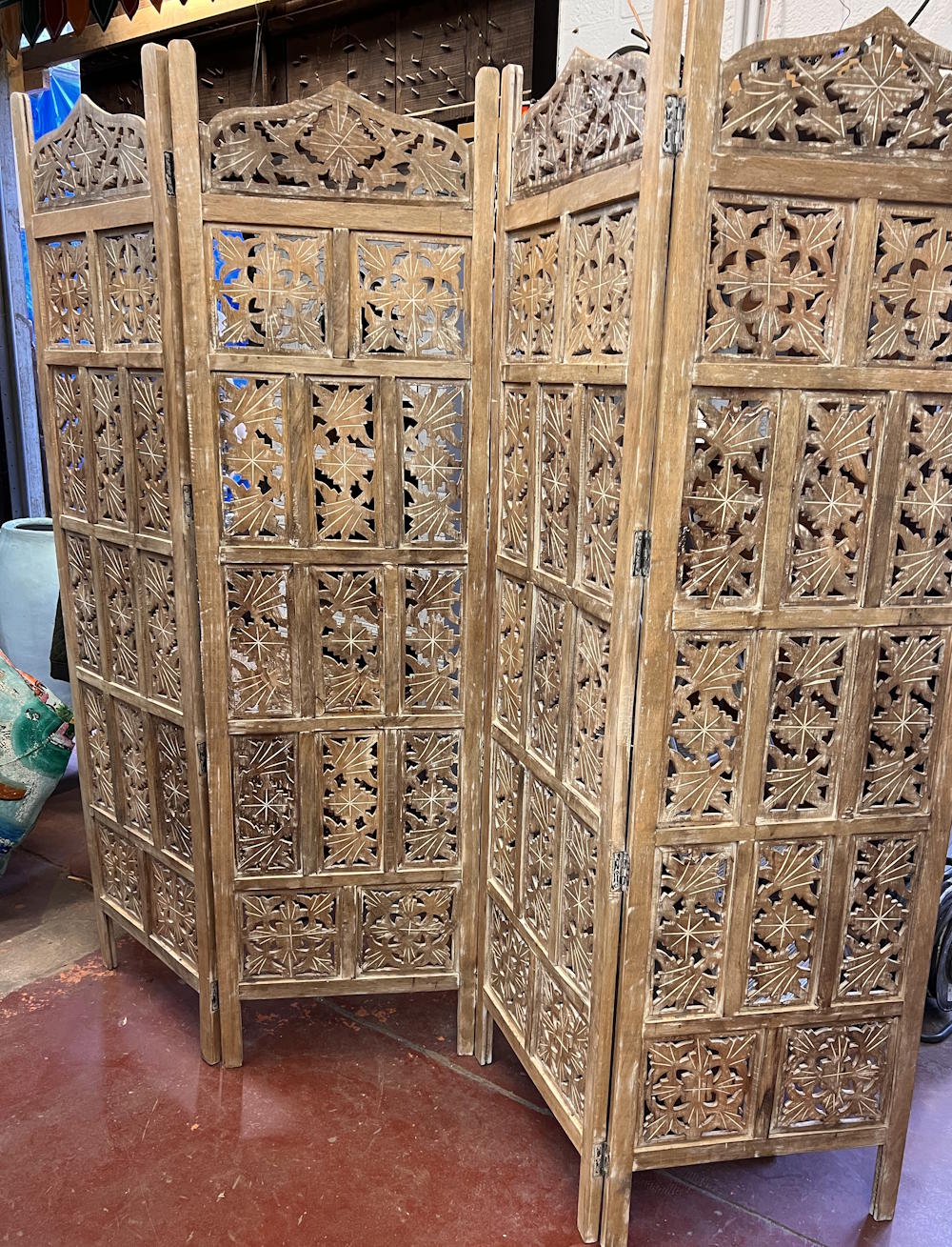 Paravent 200X183 bois ajour&eacute;