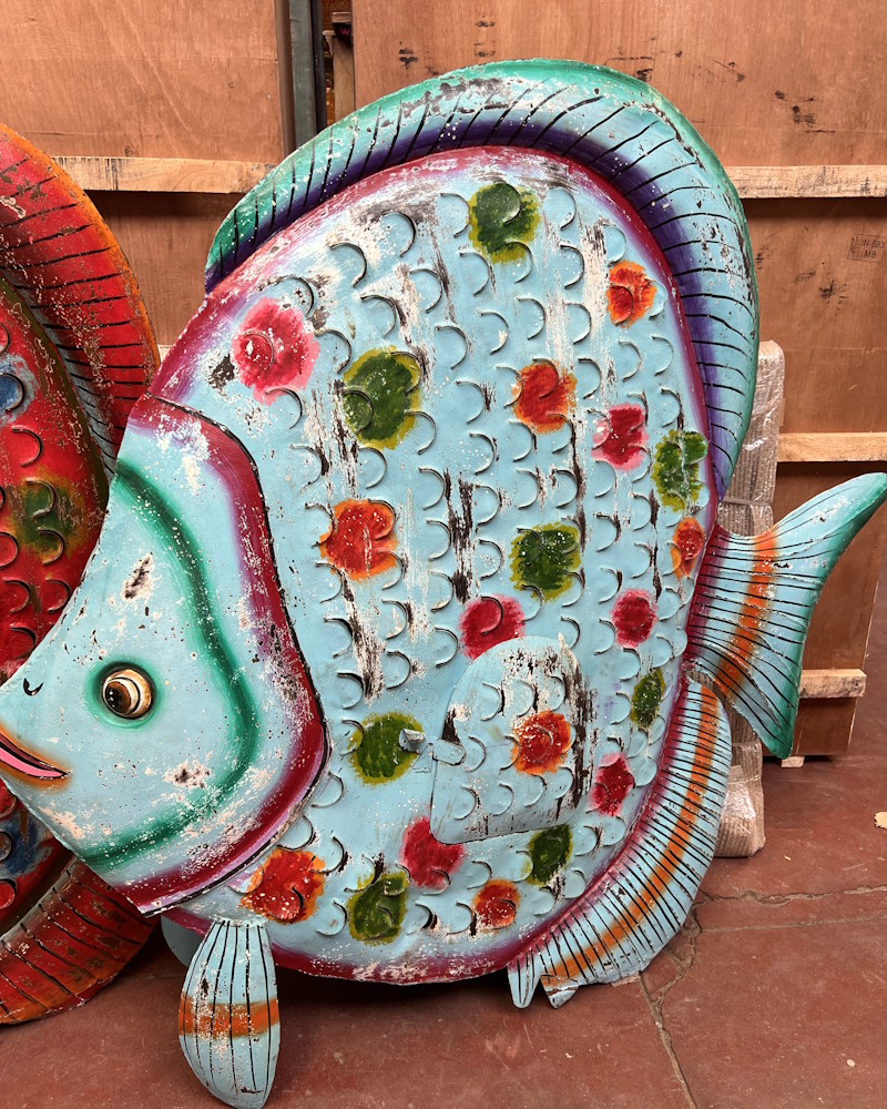 poisson metal bleu 130X140 cm