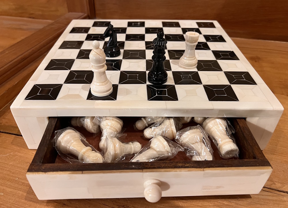 jeu d &eacute;checs 31X31 corne buffle et os chameau
