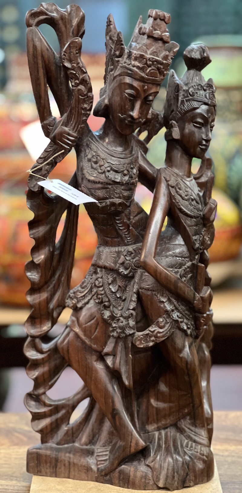 Statue en bois de Rama et Sita hauteur 50 cm