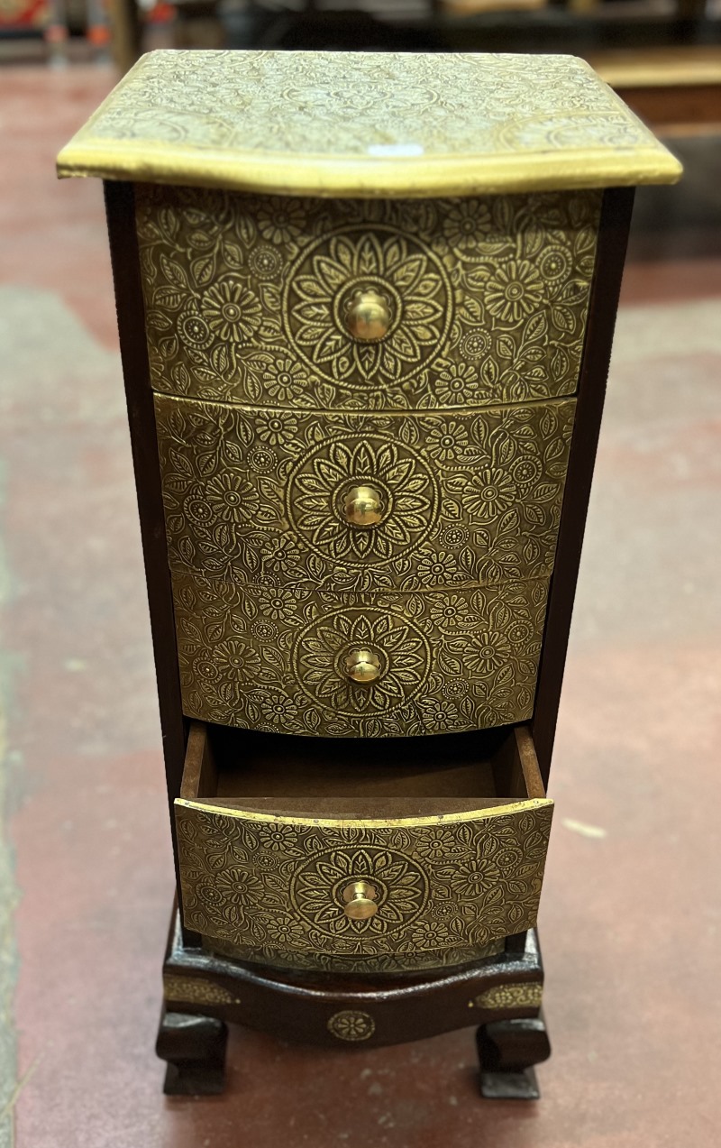 Armoire tiroirs laiton H77x L30x P30