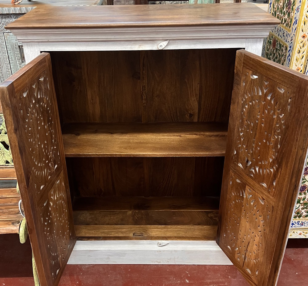 meuble blanc en manguier 90X40X111