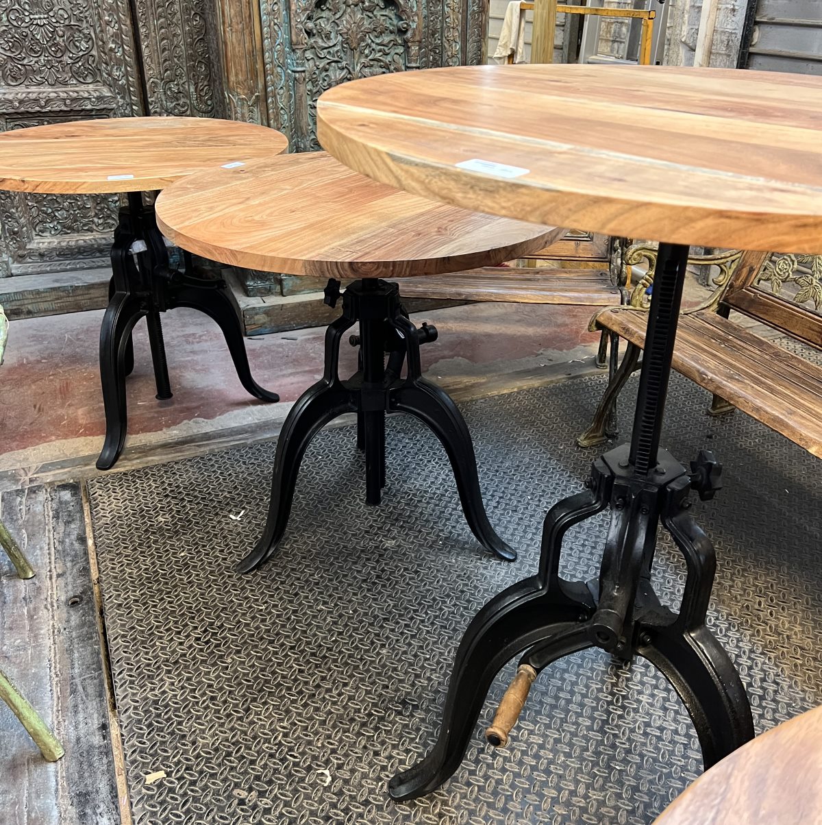 Table ronde reglable metal / bois 80