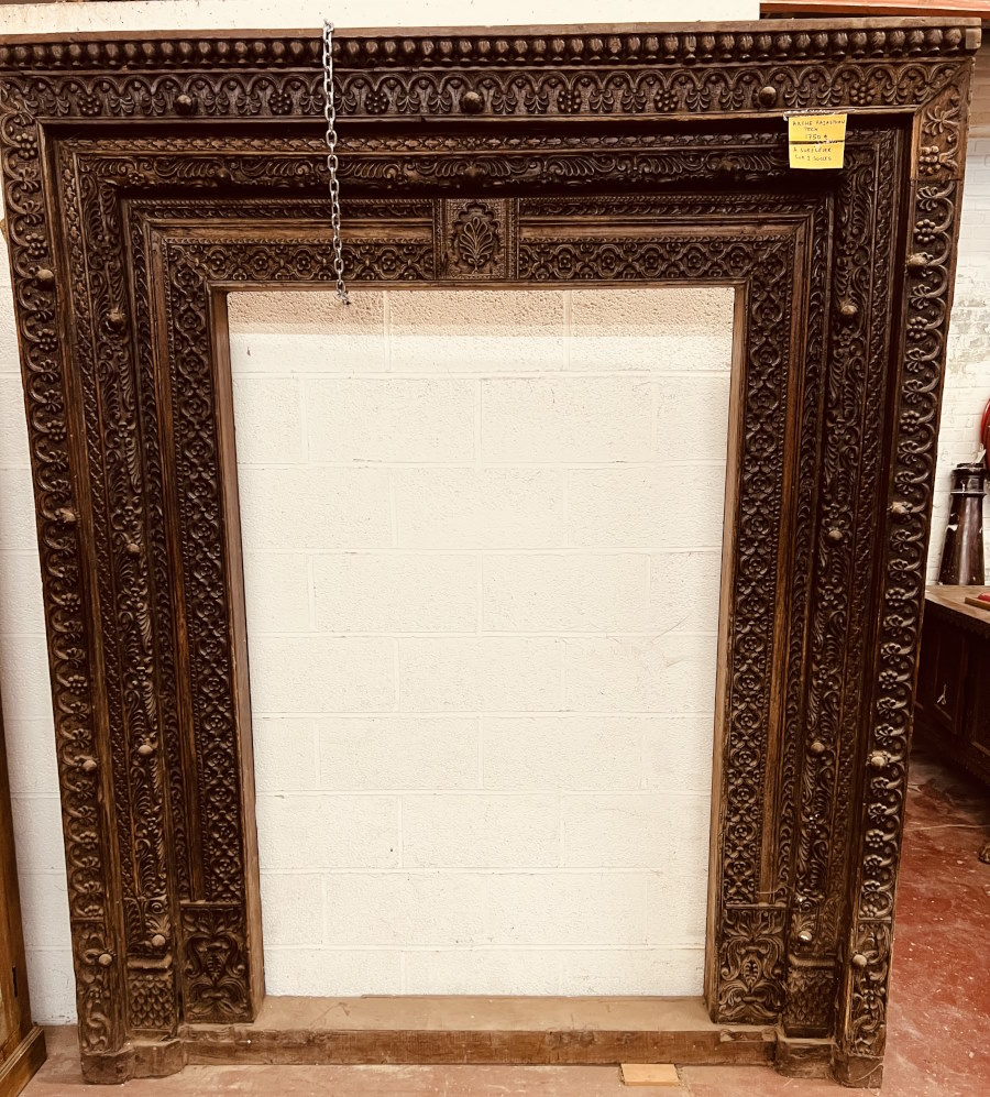 Dormant / cadre de porte en bois du nord,  Arche Rajastan teck 220x183x24cm