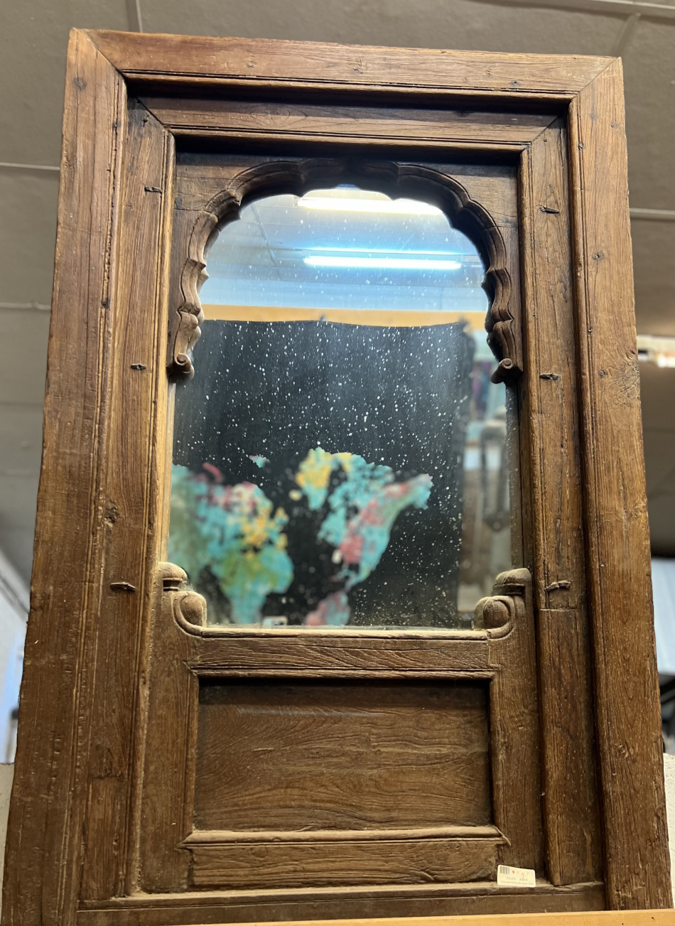 Miroir: cadre-fenetre bois naturel, 137x91 cm