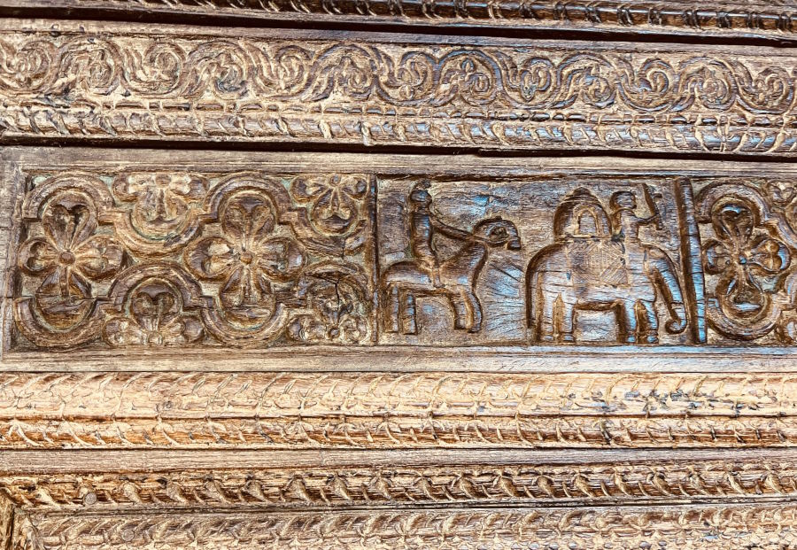 Porte ancienne en bois du Rajasthan, 288 x185 cm