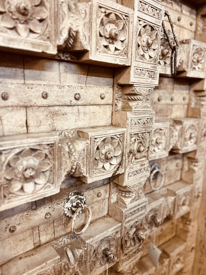 Porte ancienne bois naturel, Rajasthan, 225x157 cm