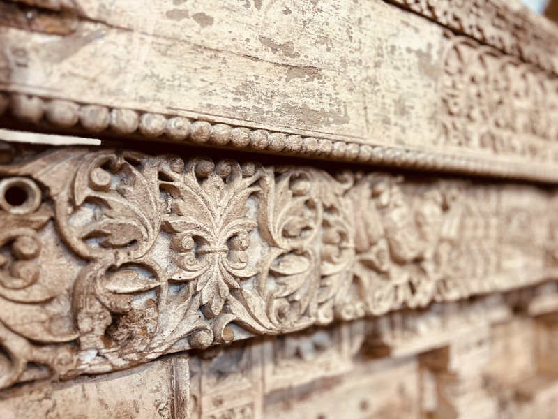 Porte ancienne bois naturel, Rajasthan, 225x157 cm