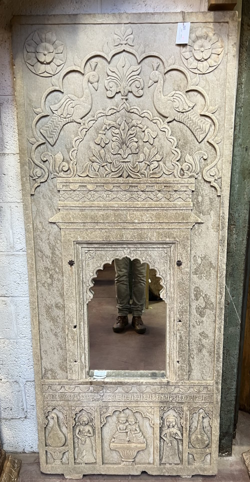 Jali / panneau fenetre en pierre, reliefs, 185x78 cm