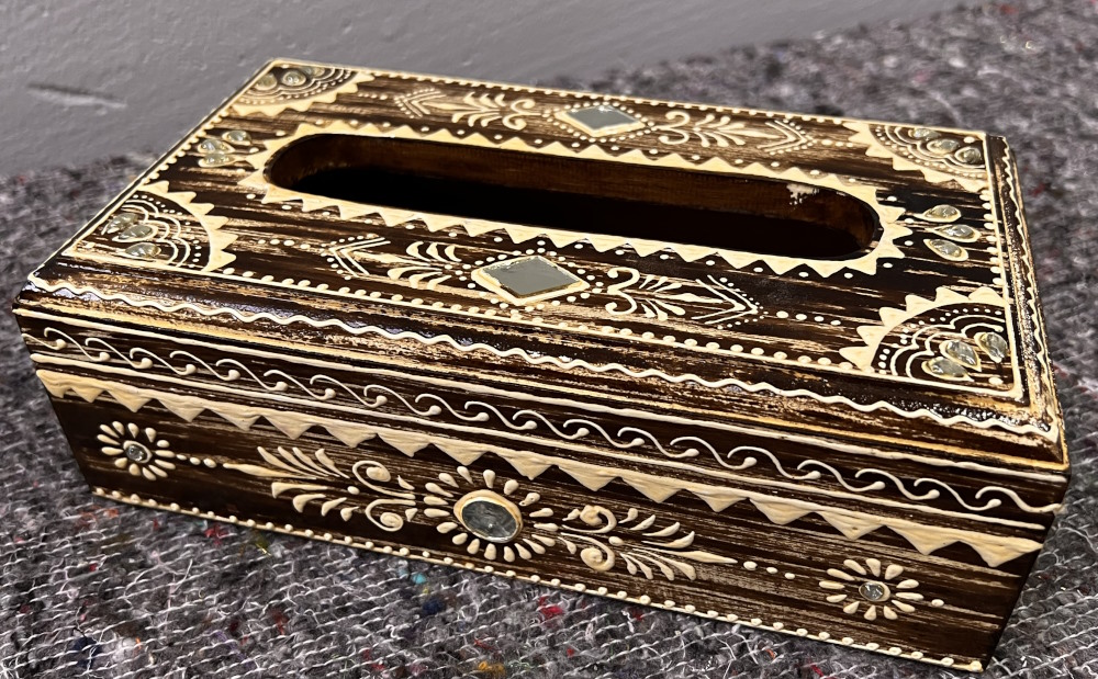 boite à mouchoirs en bois incrusté