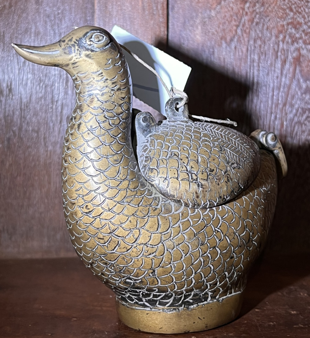 tirelire antique laiton massif canard