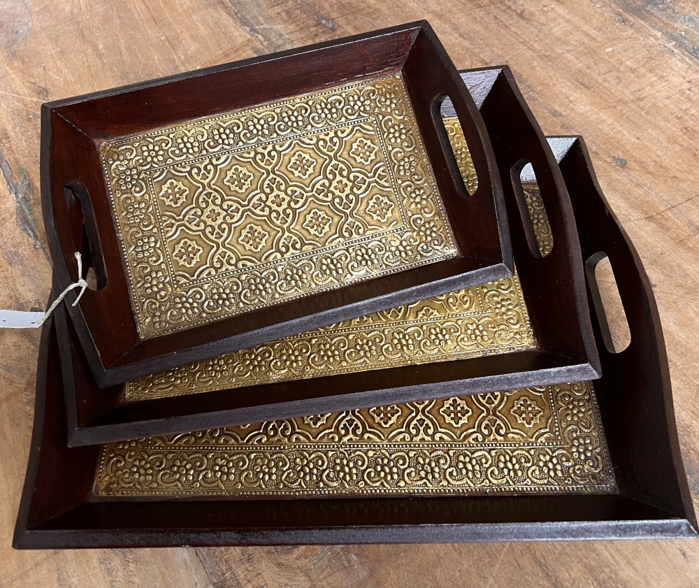 set 3 plateaux laiton