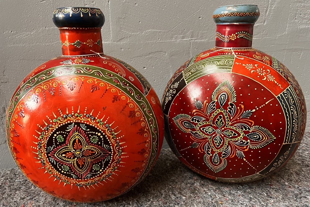 jarre  / pot   métal coloré 42cm