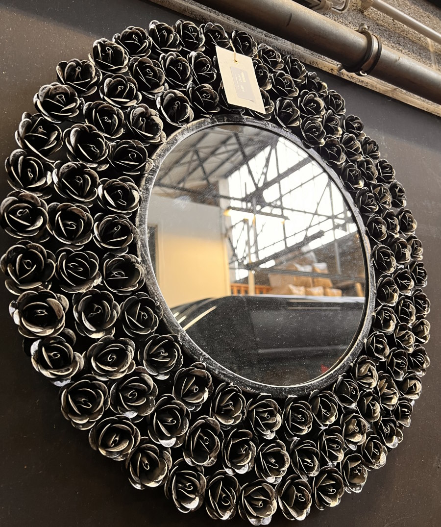 miroir  fleurs mlétal 60 diam