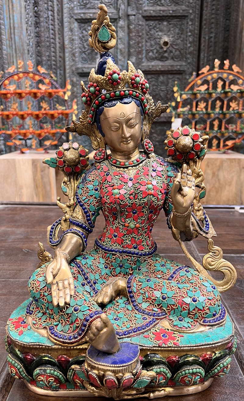 Bouddha / Tara pierres fines 46cm 