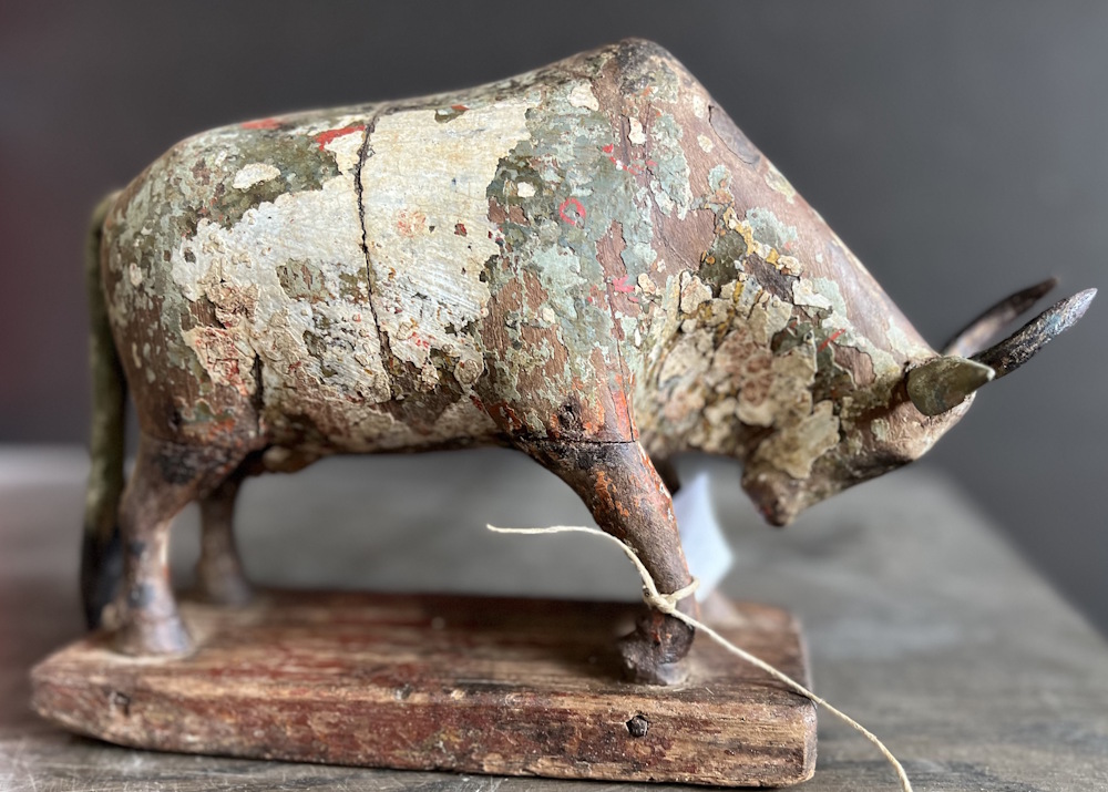 vache bois ancienne 18cm