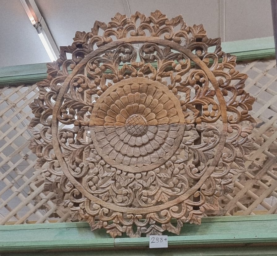 Panneau bois ajour&eacute; naturel, diam 93cm