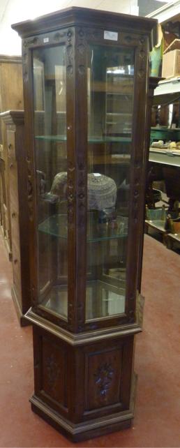 Vitrine hexagonale Ã  spot H180xL63xP63