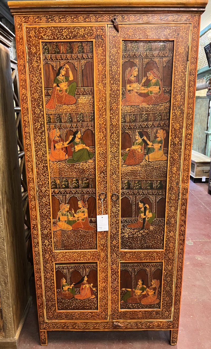 Armoire peinte motifs H185x L87x P33