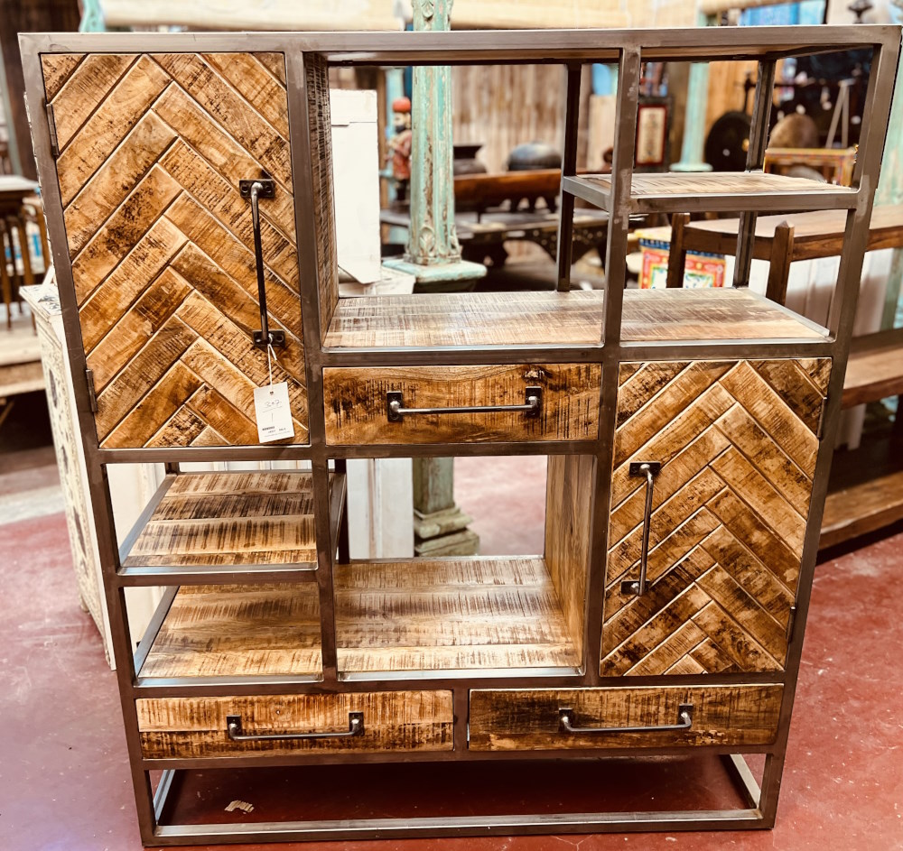 Armoire metal bois H141x L120x P45