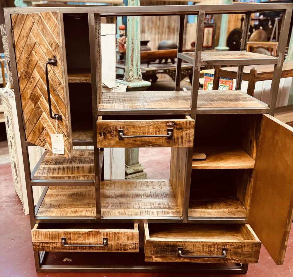 Armoire metal bois H141x L120x P45