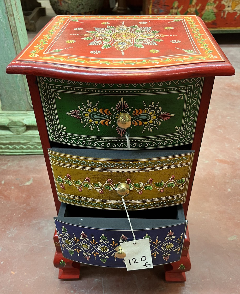 Petit meuble peint &agrave; tiroirs H54x L31x P30