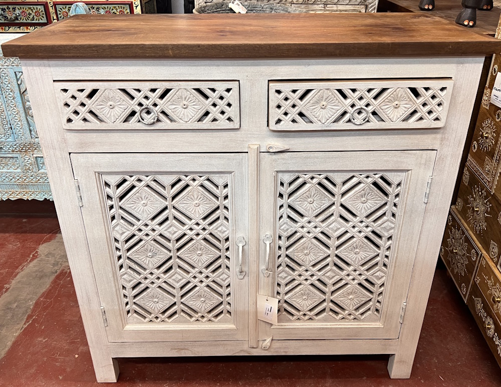 meuble en manguier patine blanche  97 X 44 X 98