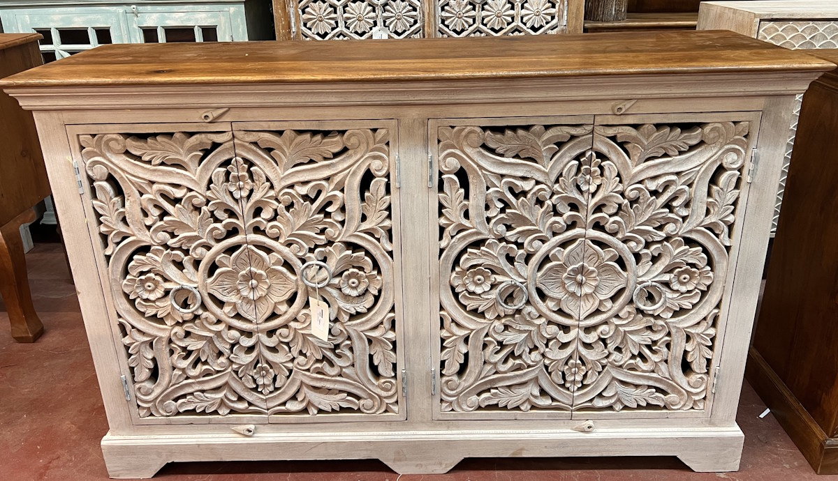 Buffet en manguier patine blanche 150 X 42 X 95