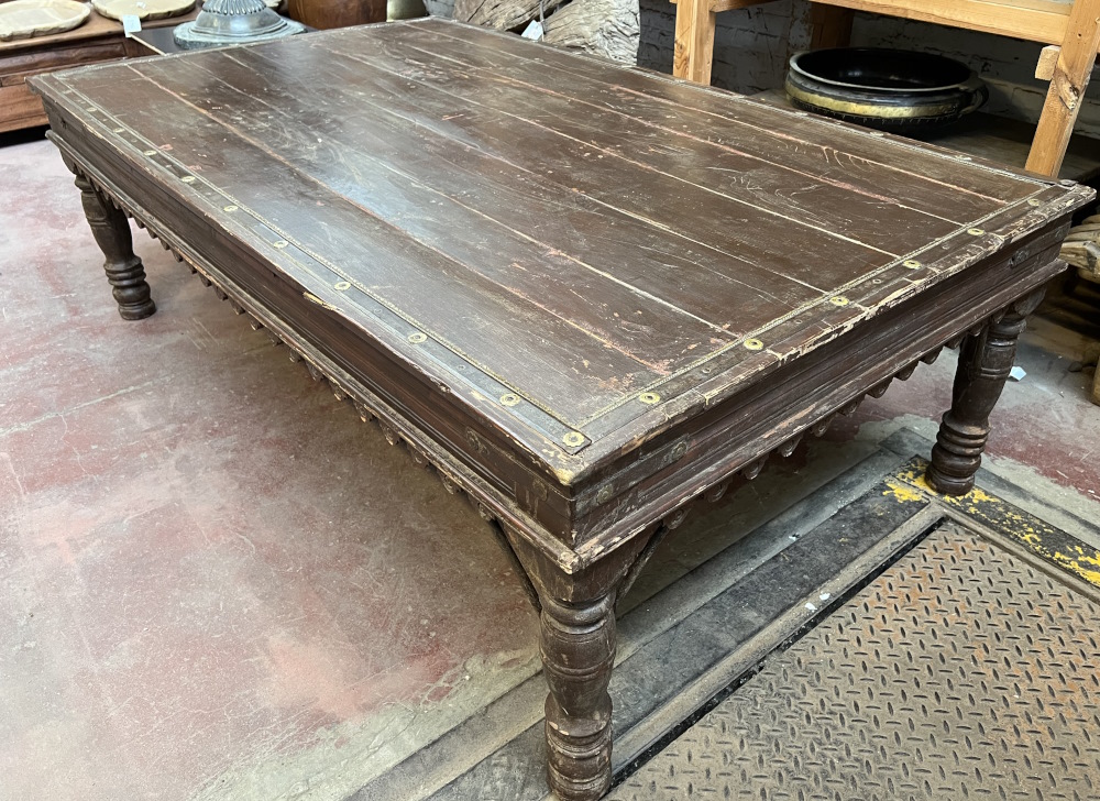 table teck ancienne 185x110x60