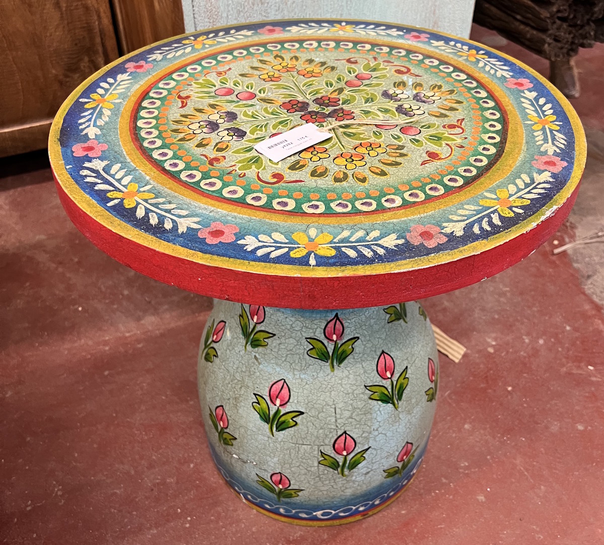 Table ronde color&eacute;e en manguier diam..45