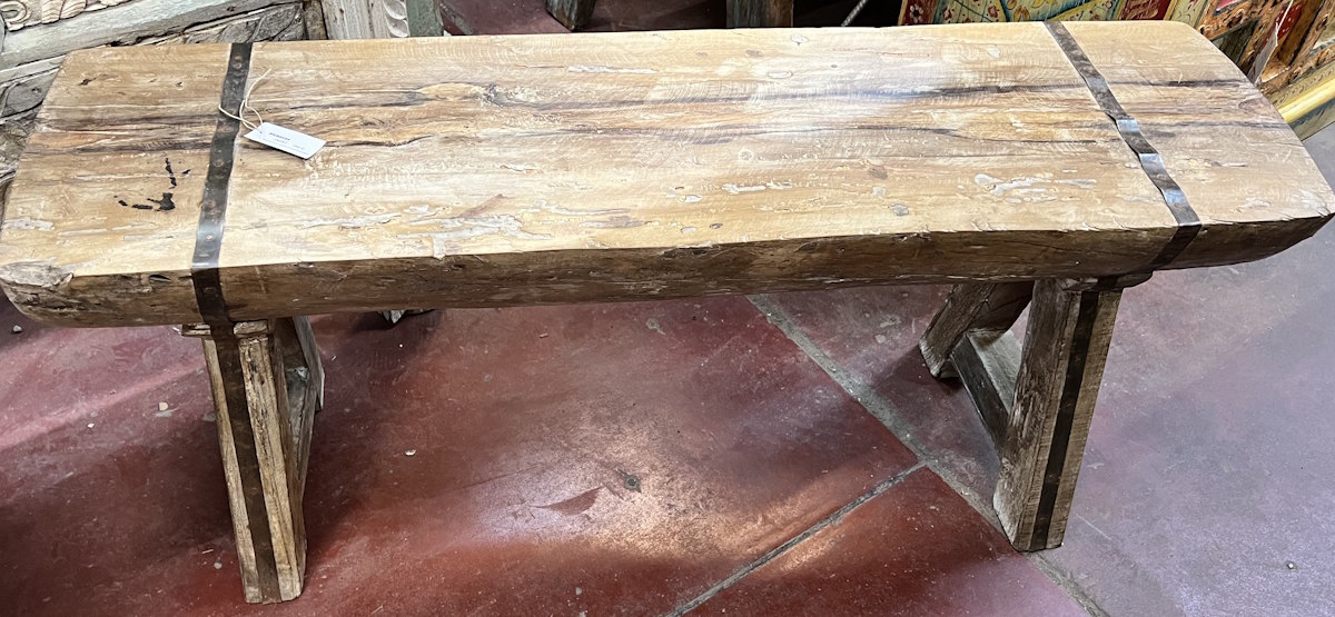 Banc en bois massif L120xP36xH48cm - L110xP31xH48cm